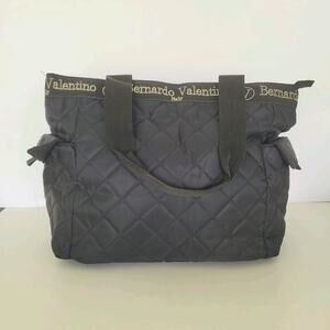 Bernardo Valentino Quilted Tote Shoulder Bag‎ Black Nylon Lightweight Zip Large